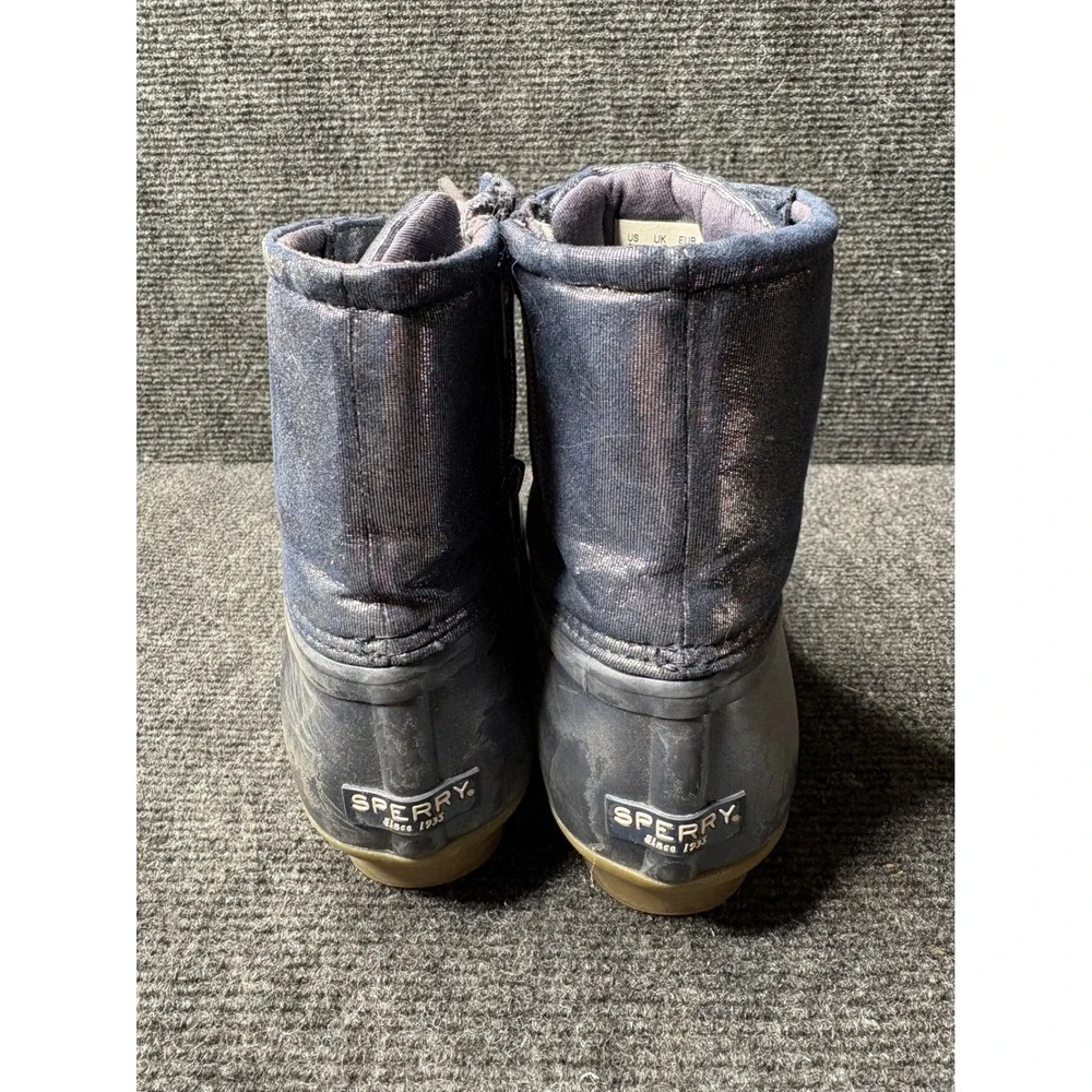 Sperry Saltwater Duck Boots Navy Blue Metallic Shimmer Womens 5M STK163856